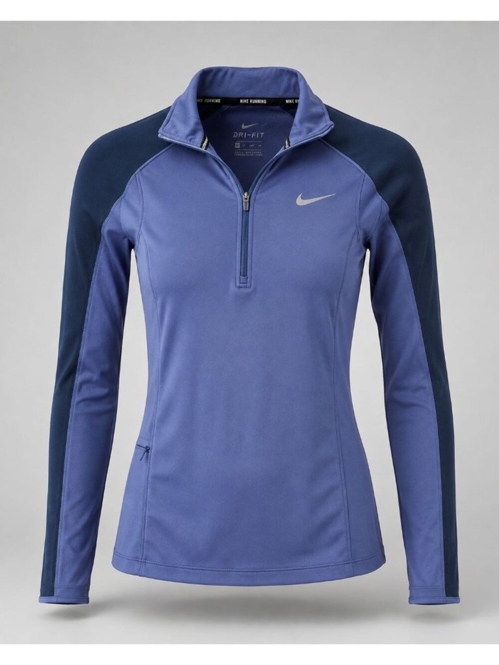 Nike Dri Fit Womens XS Shirt Blue Purple 1/4 Zip Mock Neck Long Sleeve Running